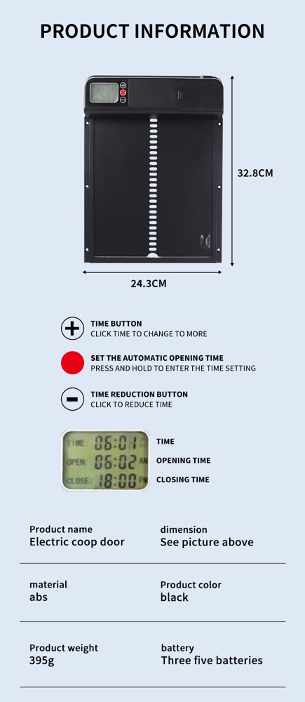 Automatic Chicken Coop Door with Timer Display