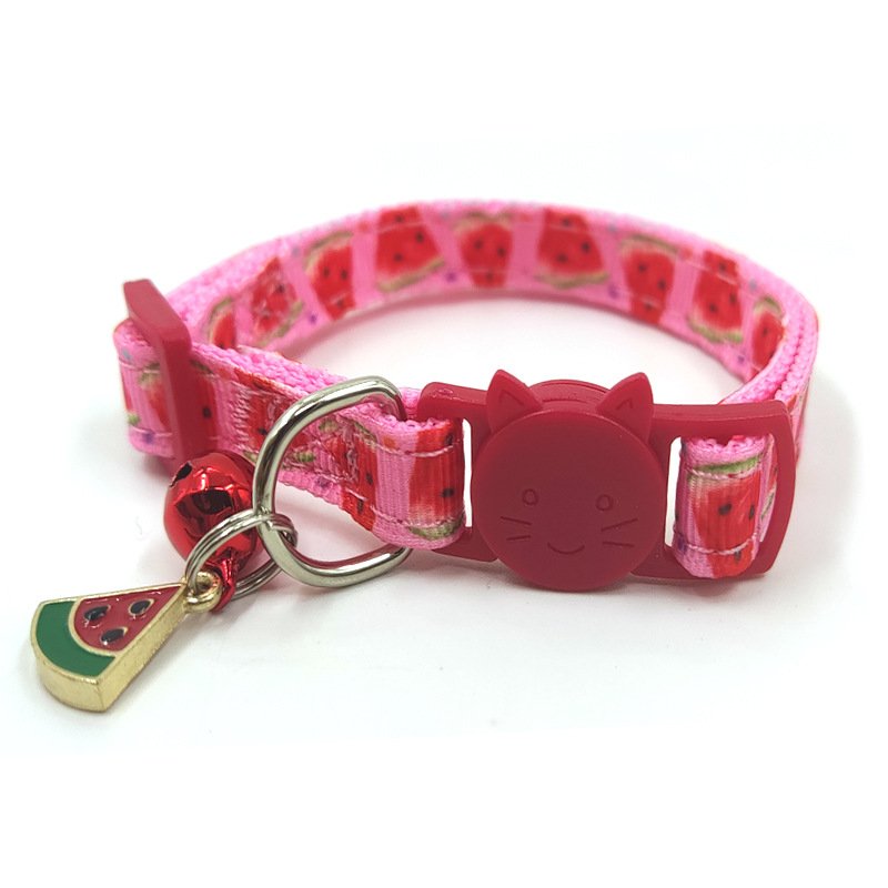 Cat Collar with Bell, Printed Strap