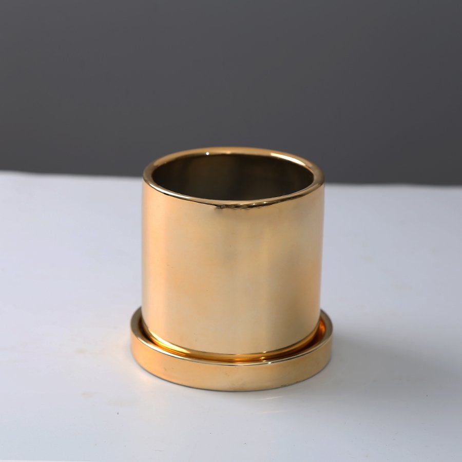 Metallic Finish Ceramic Orchid Pot, Indoor Planter
