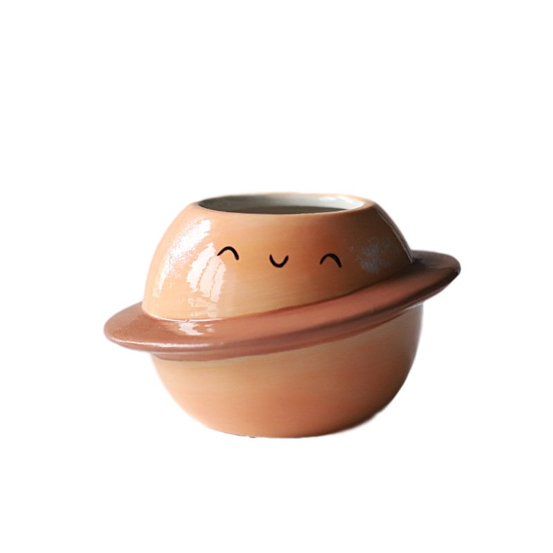 Glazed Ceramic Cactus Pot, Small Desktop Planter