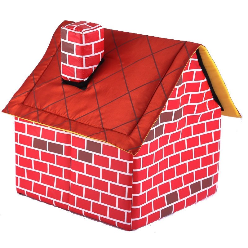 Chimney Villa Cat House, Cozy Covered Pet Bed