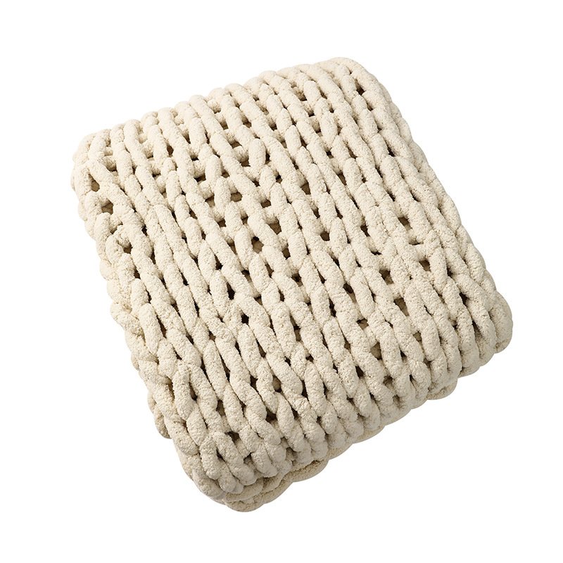 Chunky Chenille Hand-Woven Throw Blanket