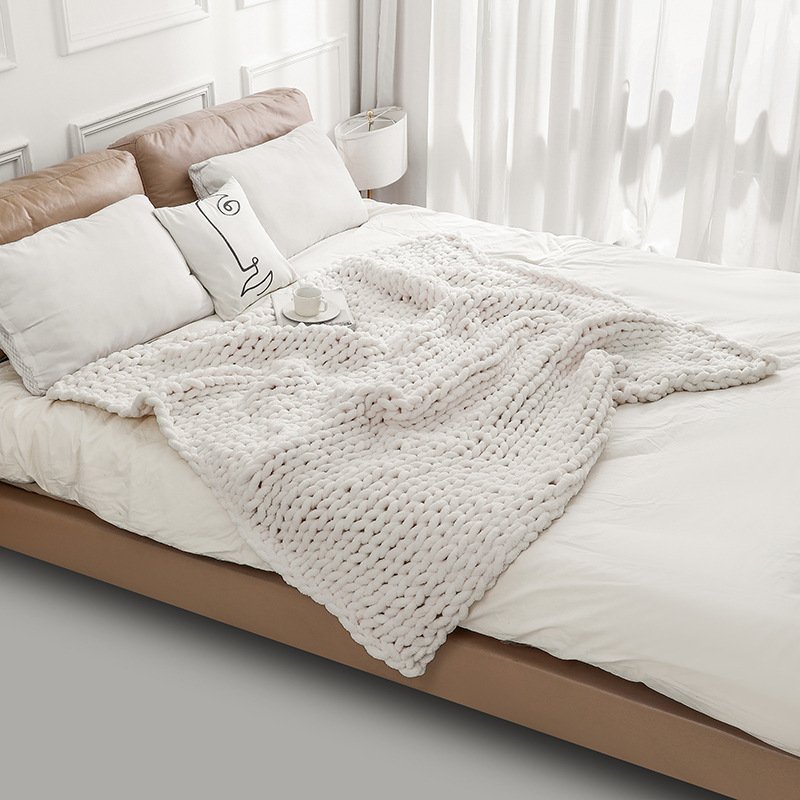 Chunky Chenille Hand-Woven Throw Blanket