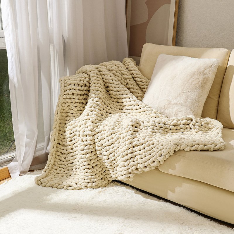 Chunky Chenille Hand-Woven Throw Blanket