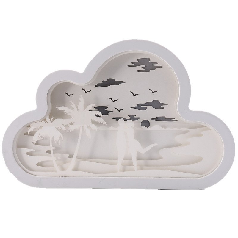 Cloud Paper Cut Night Light, USB Bedside Lamp