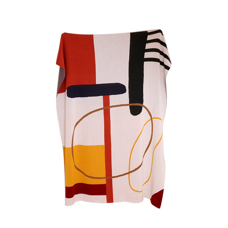 Contrast Pattern Cotton Sofa Blanket