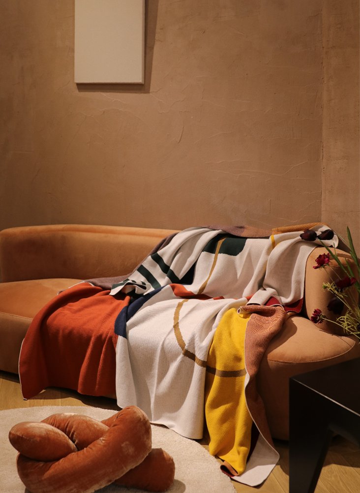 Contrast Pattern Cotton Sofa Blanket