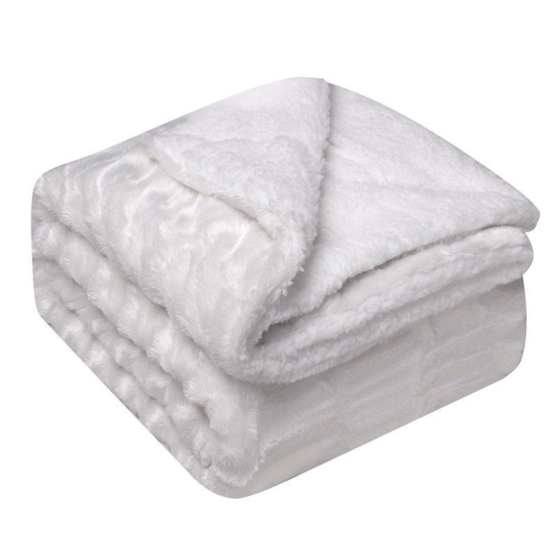 Double Layer Flannel and Sherpa Throw Blanket