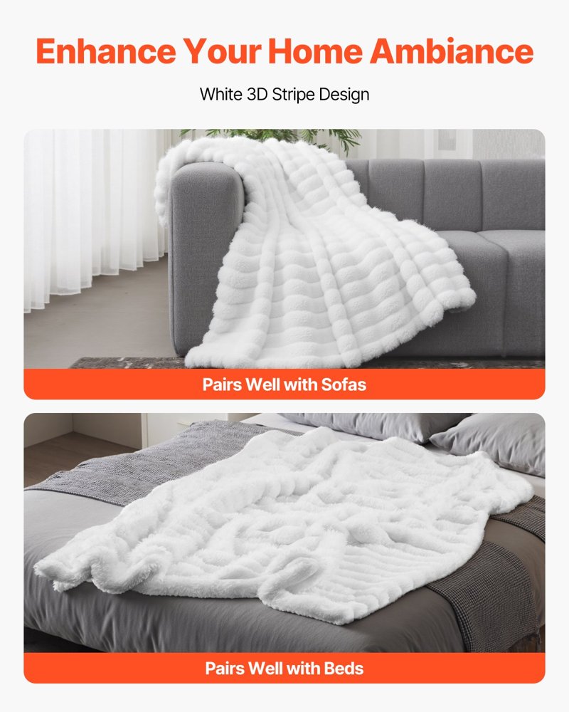 Faux Fur Throw Blanket 50 x 60 Inches