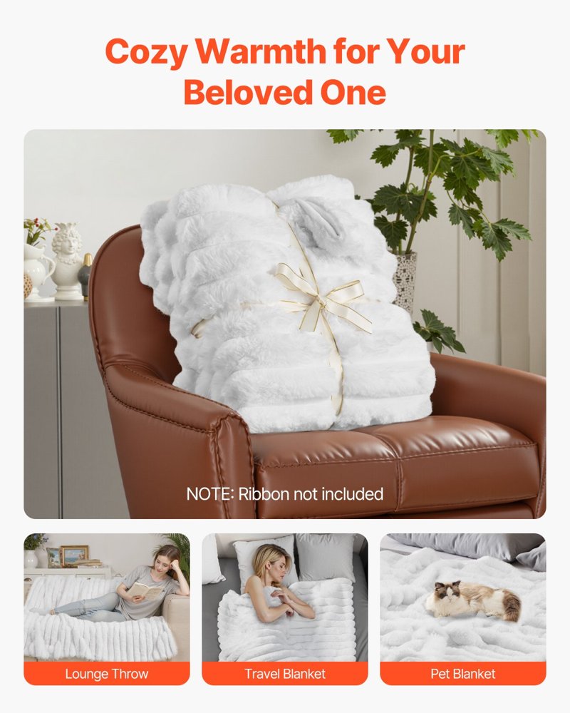 Faux Fur Throw Blanket 50 x 60 Inches