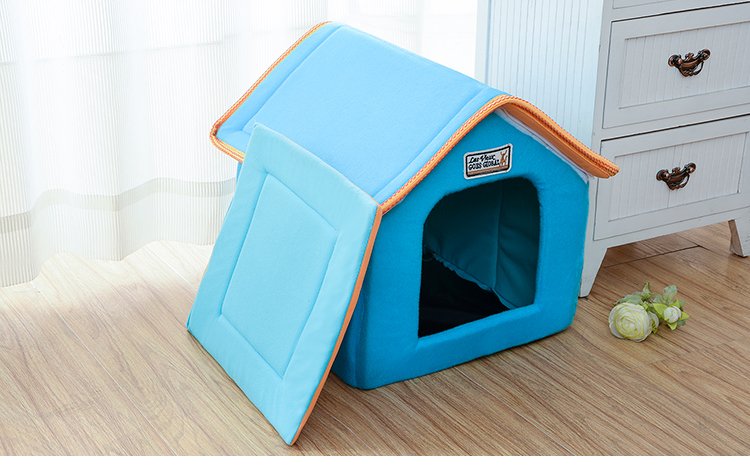 Collapsible Dog Sofa Bed with Raised Sides, Sponge-Filled