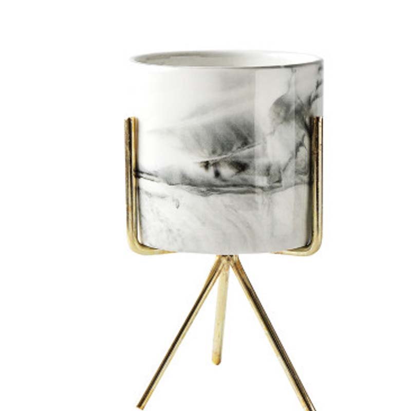 Gold Rim Marble Hydroponic Vase Set