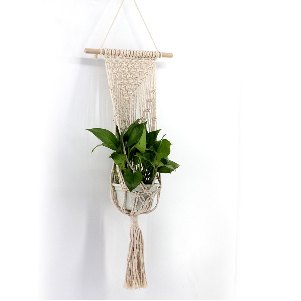 Hand-Woven Hanging Plant Net for Wall Decor