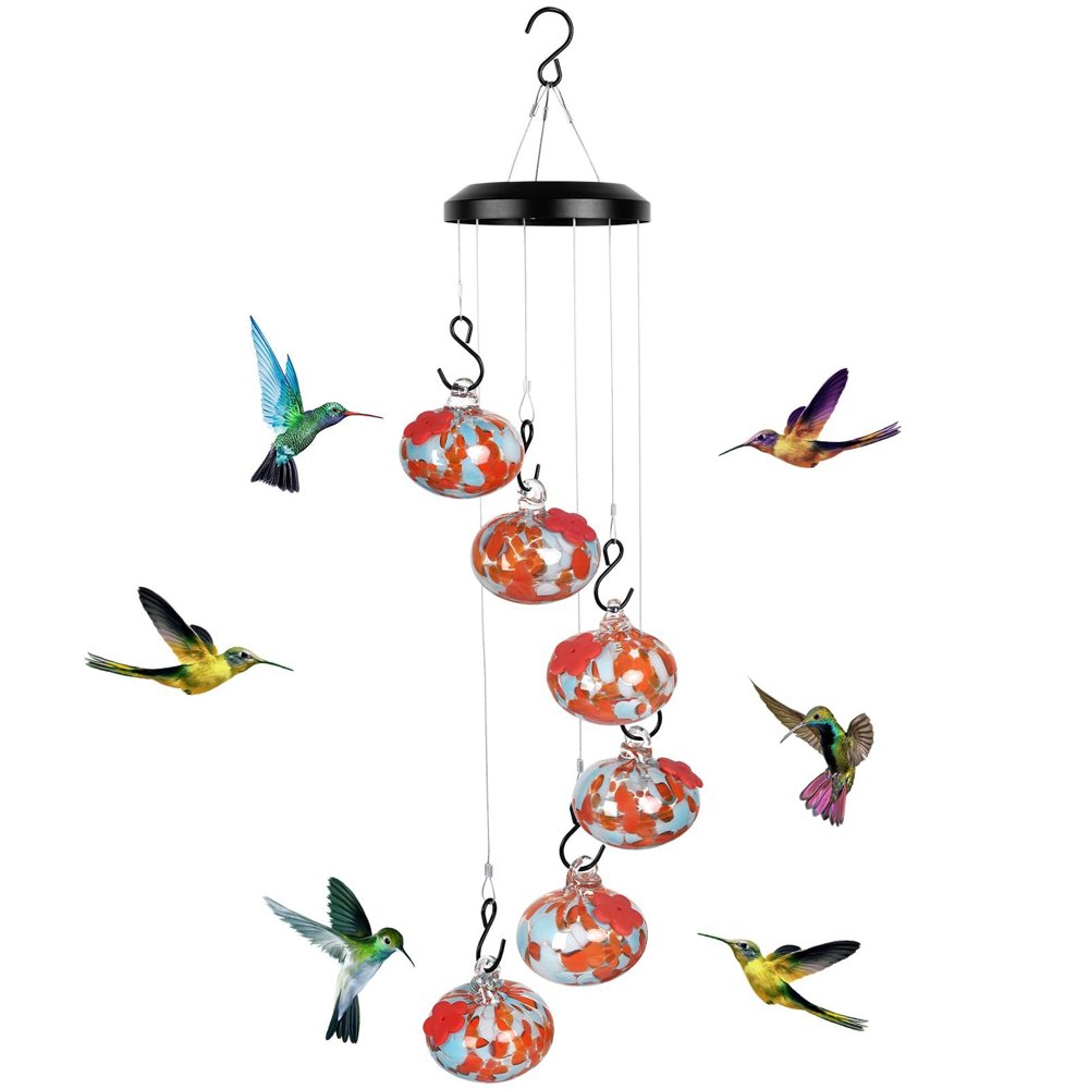 Hummingbird Feeder with Wind Chimes