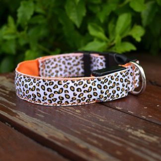 LED Dog Collar, Adjustable Nylon Leopard Print