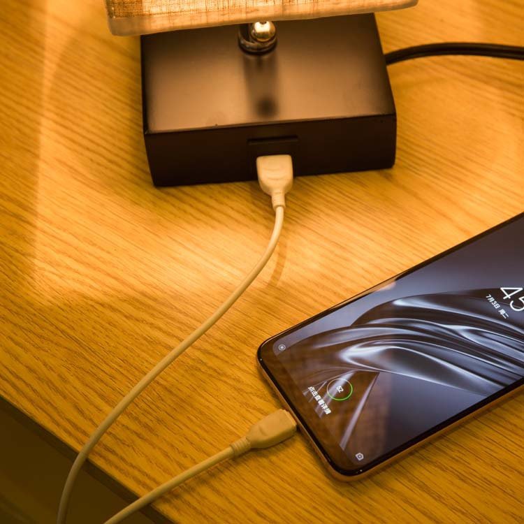 Linen Square Table Lamp for Bedside and Study