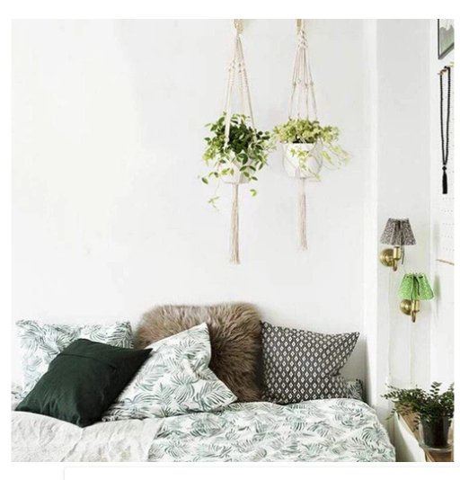 Boho Cotton Rope Hanging Plant Holder with Tray Shelf