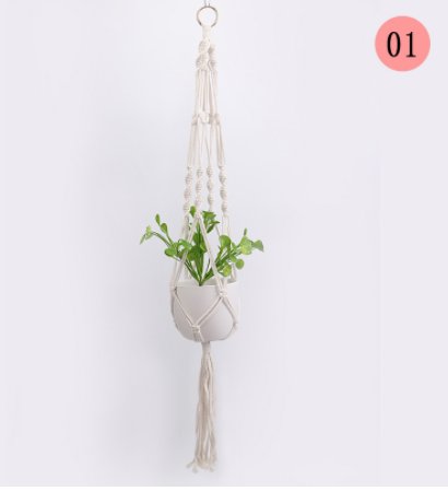 Boho Cotton Rope Hanging Plant Holder with Tray Shelf