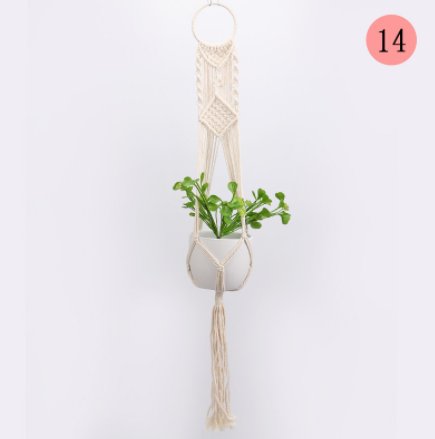 Boho Cotton Rope Hanging Plant Holder with Tray Shelf