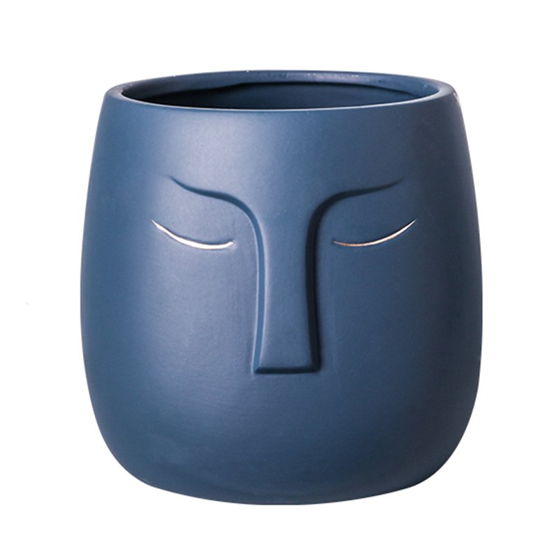 Nordic Abstract Face Flower Pot, Ceramic Sculpture Planter
