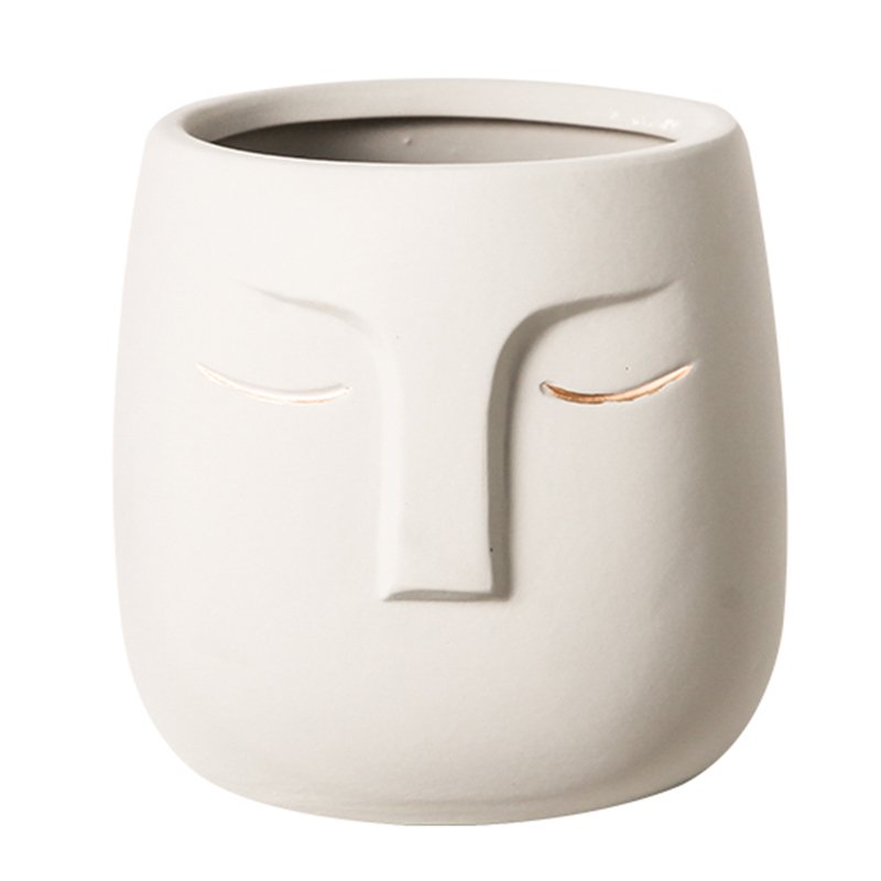Nordic Abstract Face Flower Pot, Ceramic Sculpture Planter