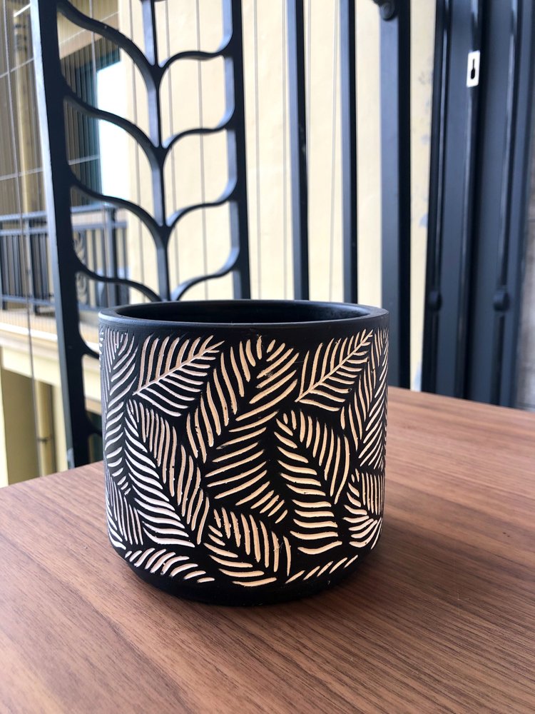Embossed Concrete Plant Pot, Minimalist Planter in 3 Patterns