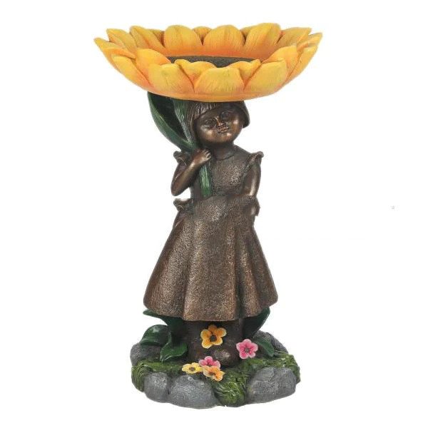 Resin Sunflower Bird Bath Ornament