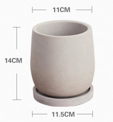 Round Cement Flower Pot, Minimal Concrete Planter