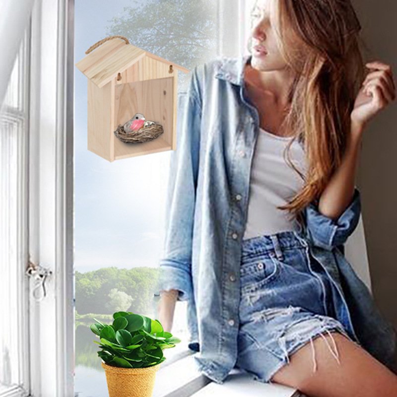 Small Wooden Birdhouse Feeder