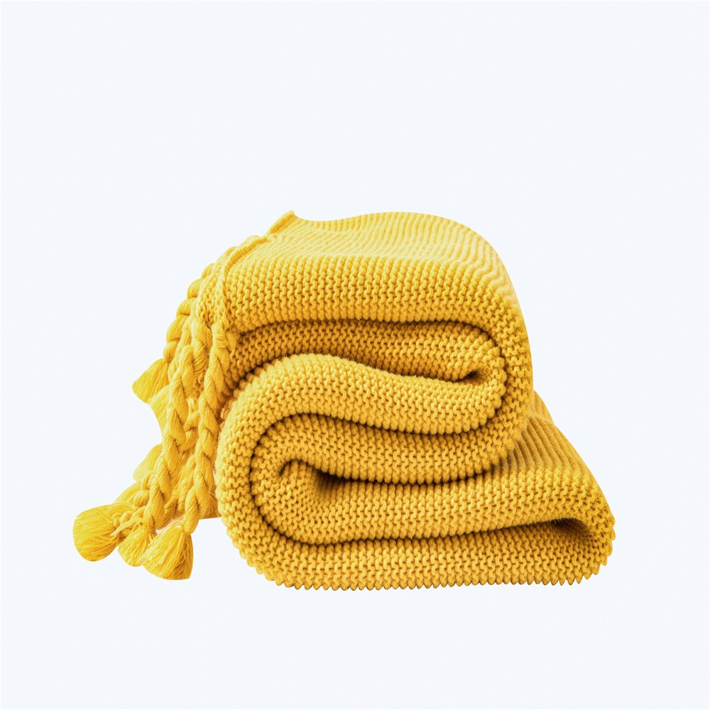 Solid Color Nordic Knitted Tassel Throw