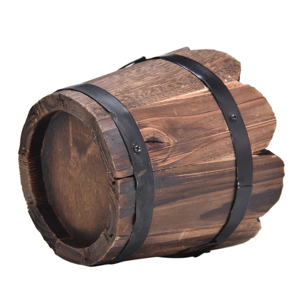 Whiskey Barrel Style Planter, Rustic Flower Pot