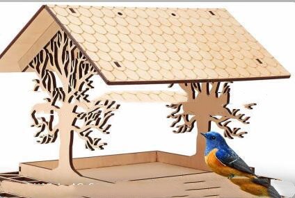 Wooden Hanging Bird Feeder