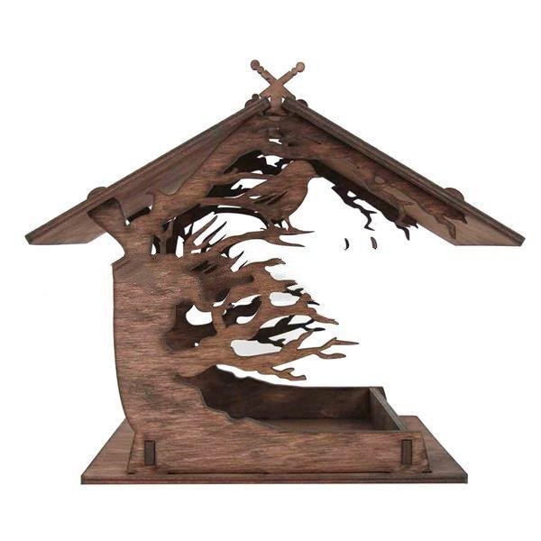 Wooden Hanging Bird Feeder
